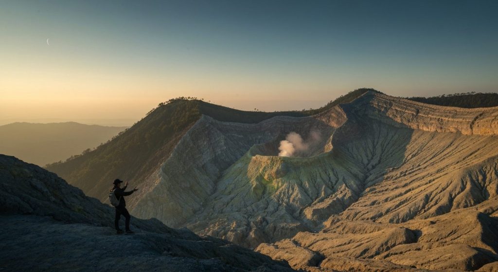 ijen crater sulfur gas exposure dangers — Photorealistic editorial travel photograph relevant to: The honest, expert-led